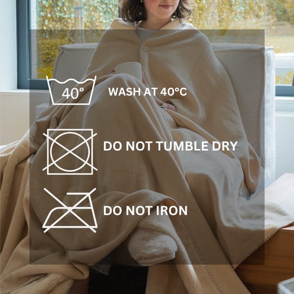 Ziloņkaula krāsas mikroplīša pleds 150x200 cm Tomo – Tiseco Home Studio-image-3