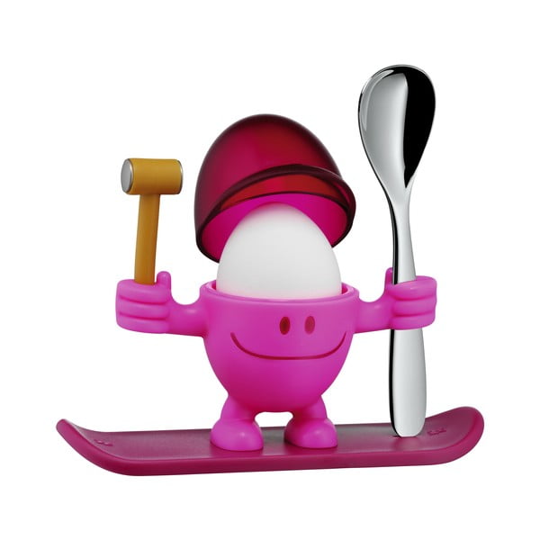 Sarkans un rozā olu turētājs ar karoti WMF Cromargan® Mc Egg-image-2