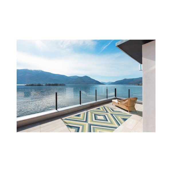 Zili zaļš āra paklājs Floorita Rombi, 133 x 190 cm-image-2