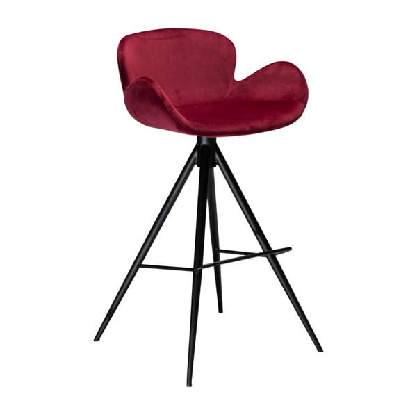 Tumši sarkans bāra krēsls DAN-FORM Denmark Gaia Velvet, augstums 98 cm