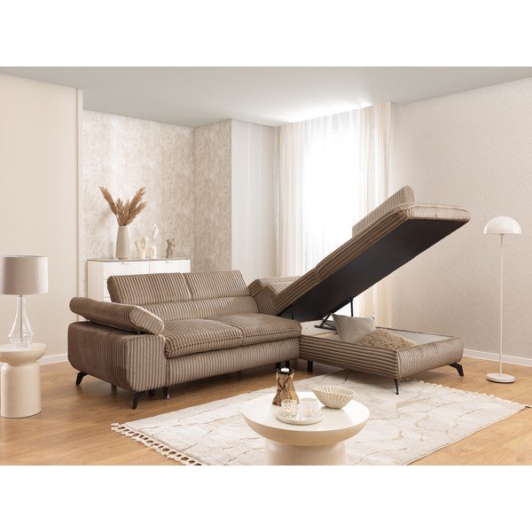 Brūns velveta stūra dīvāns (ar labo stūri/L veida) Marbeya  – Ropez-image-4