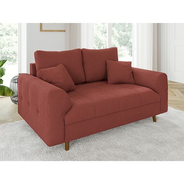 Ķieģeļu sarkans velveta dīvāns 150 cm Ariella – Ropez-image-3