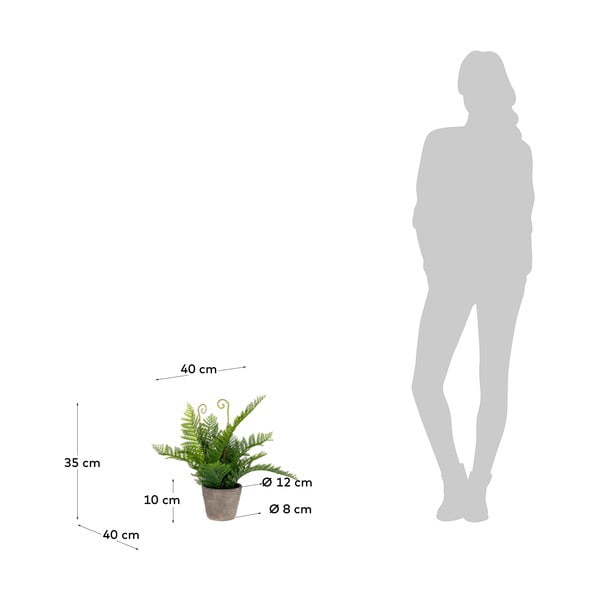 Mākslīgā paparde cementa podā Kave Home, augstums 35 cm-image-2