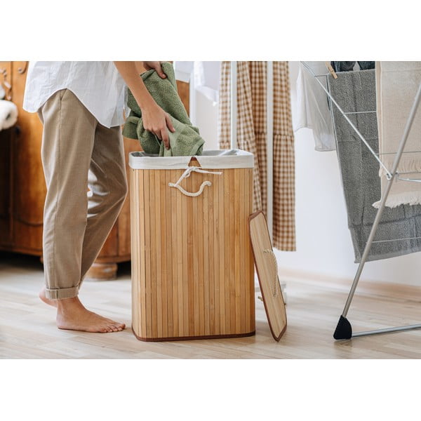Dabīga toņa bambusa veļas grozs 78 l Bamboo – Compactor-image-1