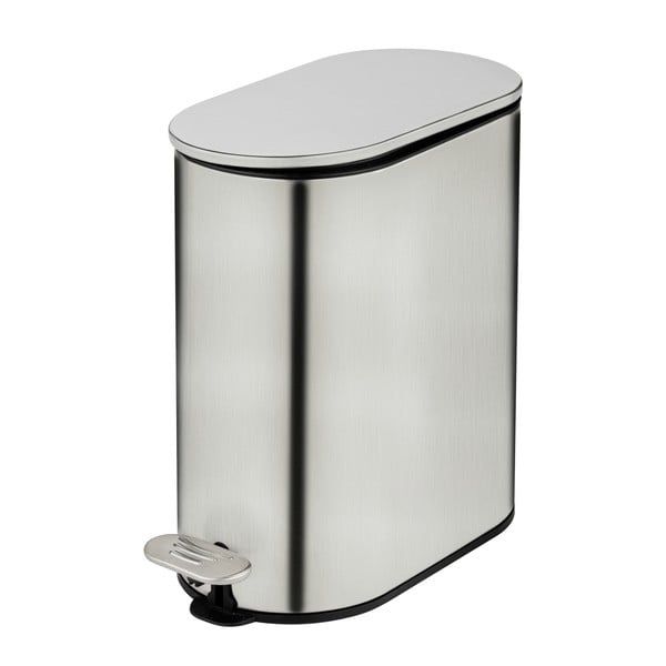 Matētas sudraba krāsas nerūsējošā tērauda atkritumu tvertne ar pedāli 5 l Collungo – Wenko