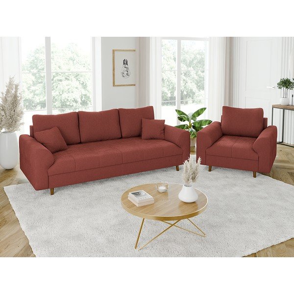 Ķieģeļu sarkans velveta dīvāns 210 cm Ariella – Ropez-image-4