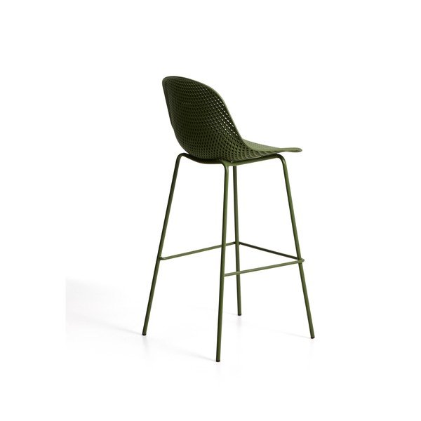 Zaļš metāla/plastmasas dārza bāra krēsls Quinby – Kave Home-image-4