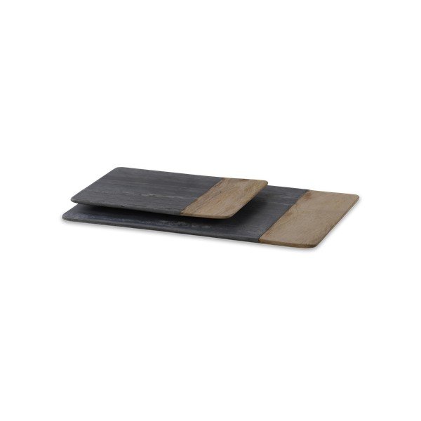 Pelēka marmora un mango koka servēšanas dēlis Nkuku Bwari, garums 35,5 cm-image-1
