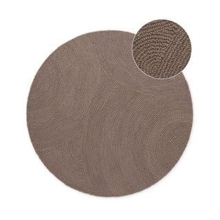 Pelēkbrūns ar rokām darināts vilnas apaļš paklājs ø 120 cm Eleni Taupe – Hanse Home