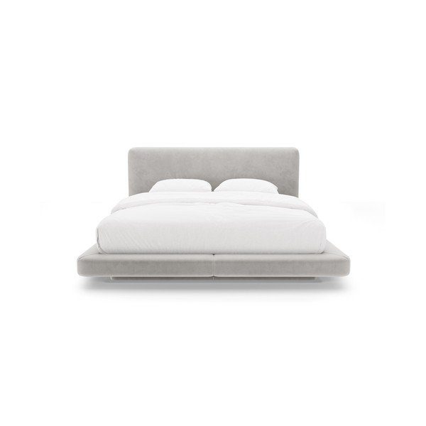 Gaiši pelēka polsterēta divvietīga gulta 180x200 cm Linea – Micadoni -image-3