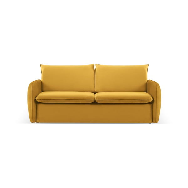 Sinepju dzeltens samta izvelkamais dīvāns 214 cm Vienna – Cosmopolitan Design