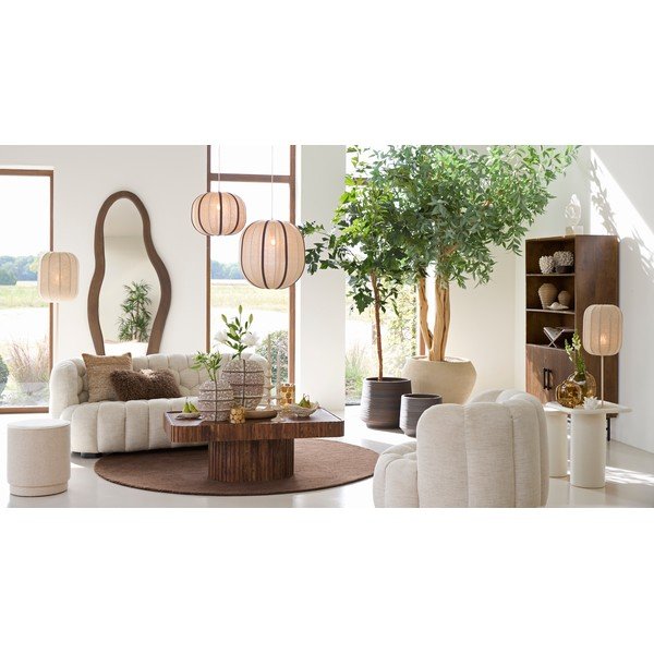 Krēmkrāsas stāvlampa ar auduma abažūru (augstums 165 cm) Solune – Light & Living-image-1