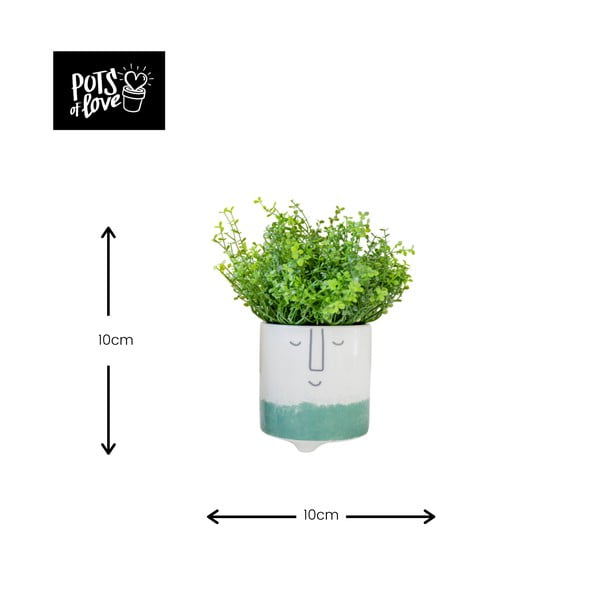 Balti zaļš keramikas puķu pods Kitchen Craft Happy Face-image-2