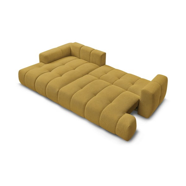 Sinepju dzeltens salokāms/ar uzglabāšanas vietu stūra dīvāns (ar kreiso stūri/ar zvilni) Fuji – Bobochic Paris-image-4