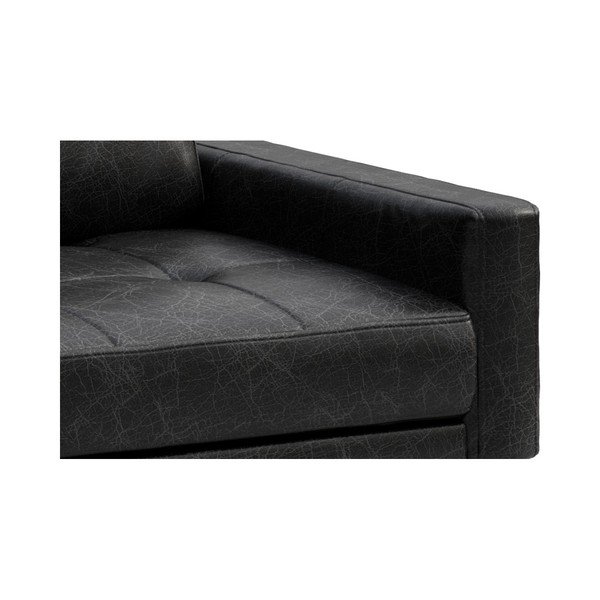 Melns ādas stūra dīvāns MESONICA Musso Tufted, kreisais stūris-image-4