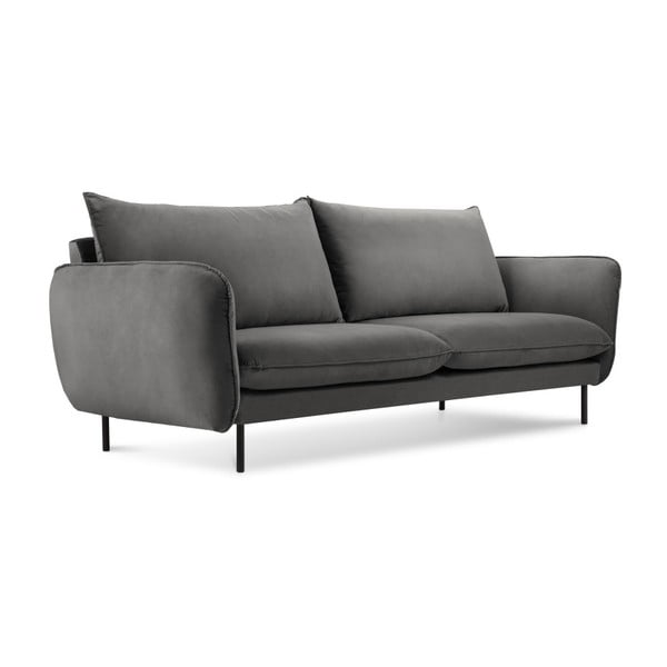 Tumši pelēks samta dīvāns Cosmopolitan Design Vienna, 160 cm