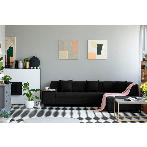 Melns stūra dīvāns ar kājām Cosmopolitan Design Orlando, labais stūris-image-1