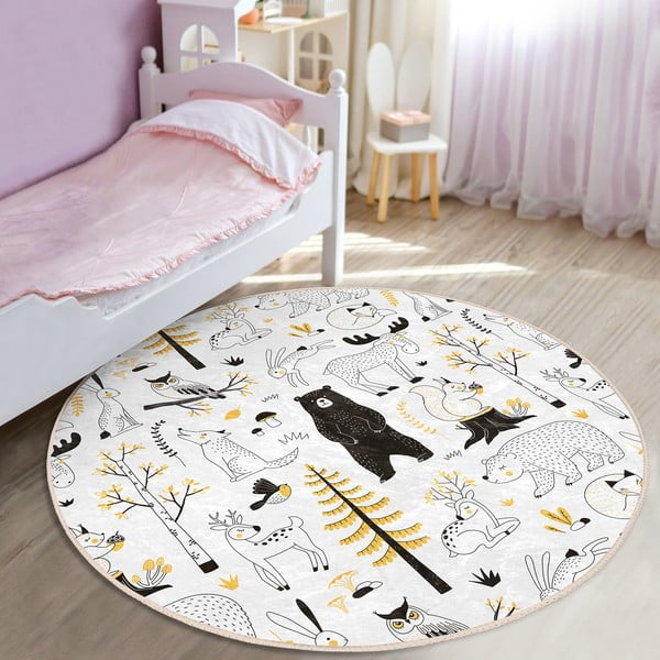 Dzeltens/balts bērnu paklājs ø 80 cm Comfort – Mila Home-image-2