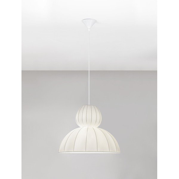 Matēti balta tekstila piekaramā lampa ø 50 cm Delina – Nova Luce-image-4