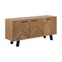 Melna zema kumode ar ozolkoka imitāciju 150x71 cm Brighton – Actona