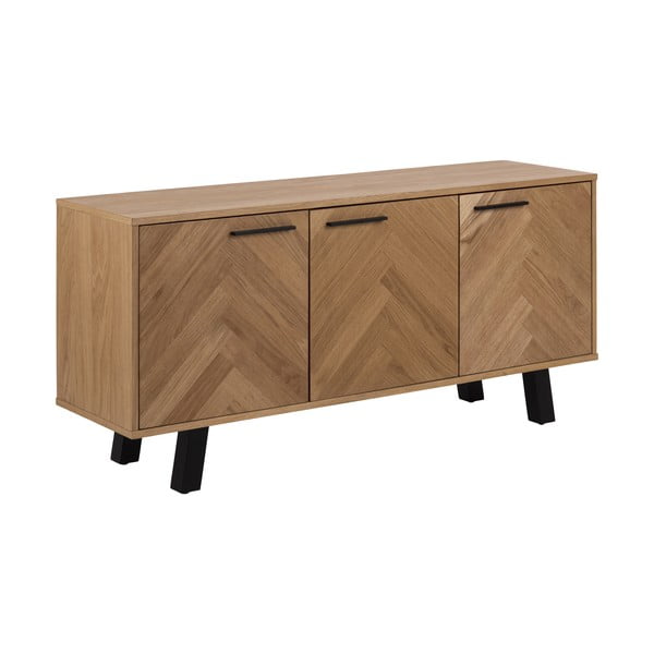 Melna zema kumode ar ozolkoka imitāciju 150x71 cm Brighton – Actona-image-2