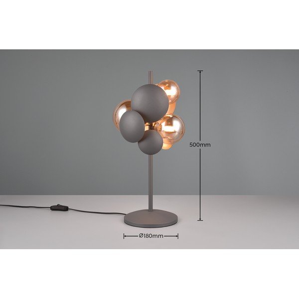 Pelēka/zelta krāsas galda lampa ar stikla abažūru (augstums 50 cm) Bubble – Trio Select-image-3