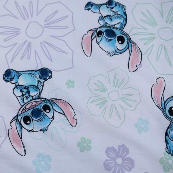 Balta kokvilnas bērnu gultas veļa 100x135 cm Lilo and Stitch "Ohana White" – Jerry Fabrics-image-4