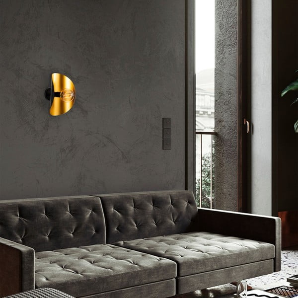 Melna/zelta krāsas sienas lampa Sivani – Opviq lights-image-1