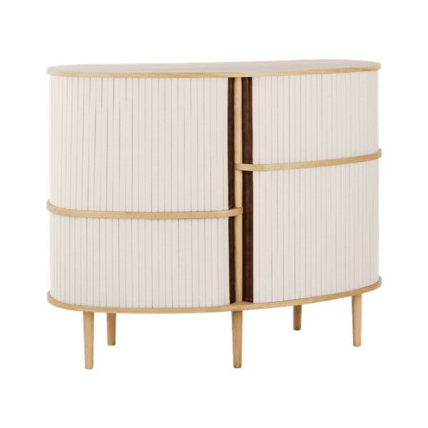 Bēšs/dabīga toņa skapītis ar ozolkoka imitāciju un bīdāmām durvīm 120x100x50 cm Audacious – UMAGE-image-3