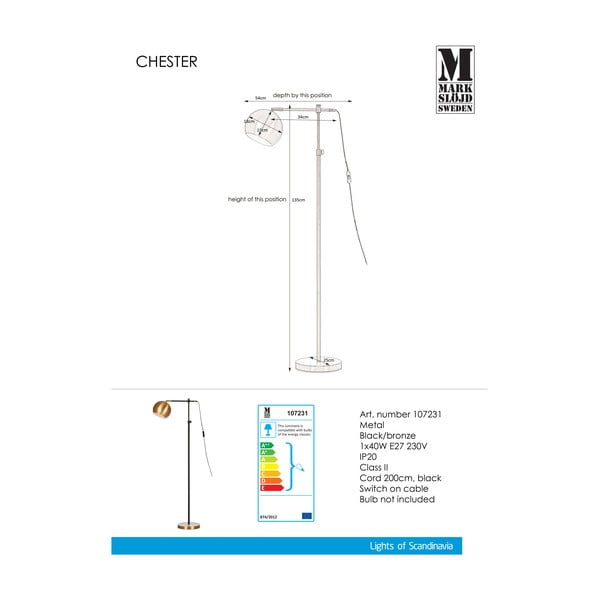 Melnas un bronzas krāsas stāvlampa Markslöjd Chester-image-2