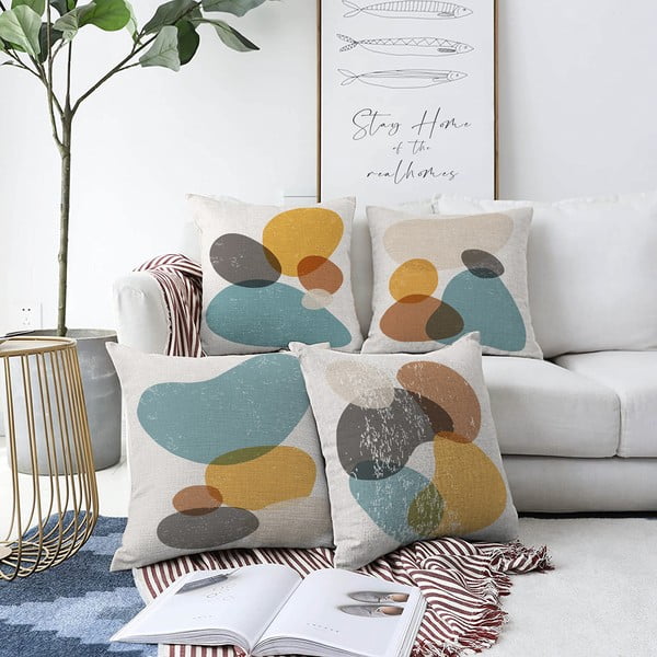 4 spilvendrānu komplekts Minimalist Cushion Covers Stones, 55 x 55 cm