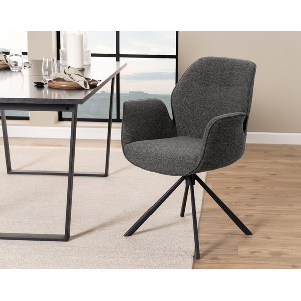 Tumši pelēks polsterēts ēdamistabas krēsls Aura – Actona-image-1