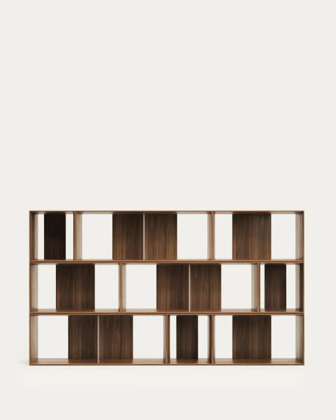 Dabīga toņa modulārā plauktu sistēma ar riekstkoka imitāciju (9 gab.) 202x114 cm Litto – Kave Home-image-3