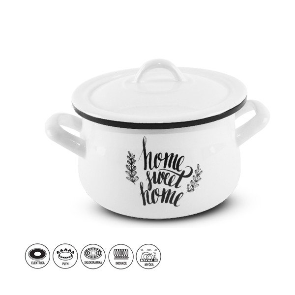 Balts emaljas pods ar vāku Orion Home Sweet, 3,5 l