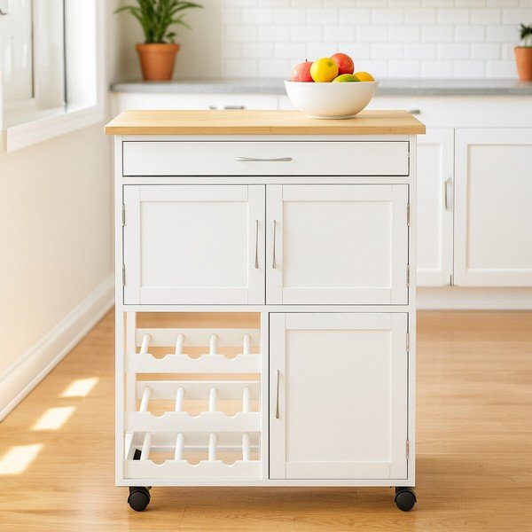 Bambusa servēšanas galdiņš uz riteņiem 37x67 cm Harlow – Premier Housewares-image-1