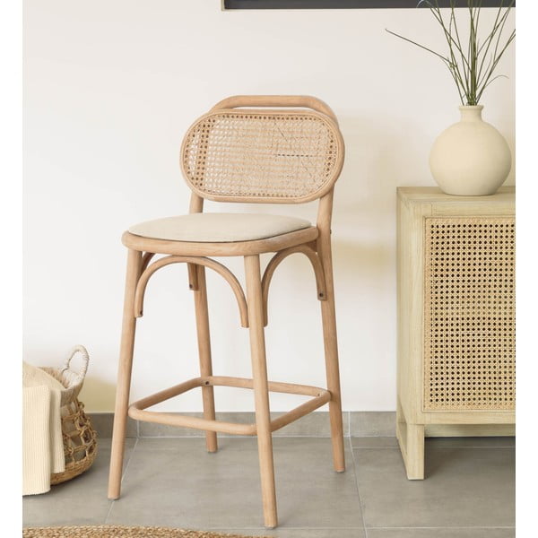 Dabīga toņa ozola masīvkoka bāra krēsls (sēdekļa augstums 65 cm) Doriane – Kave Home-image-1