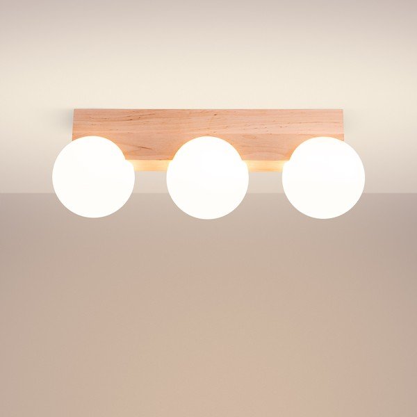 Balta/dabīga toņa griestu lampa ar stikla abažūru ø 12 cm Solum – Sollux-image-2