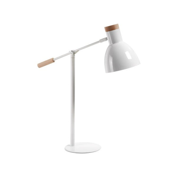 Balta dižskābarža masīvkoka galda lampa ar metāla abažūru (augstums 54 cm) Tescarle – Kave Home