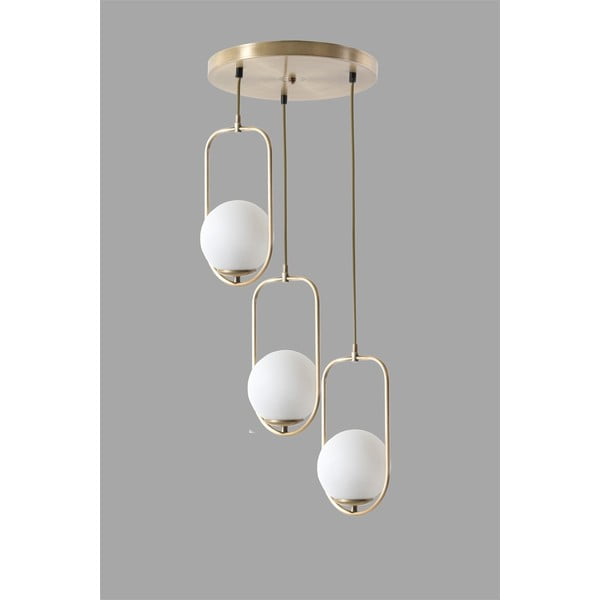 Balta/zelta krāsas piekaramā lampa ar stikla abažūru ø 30 cm Ahu – Opviq lights-image-2