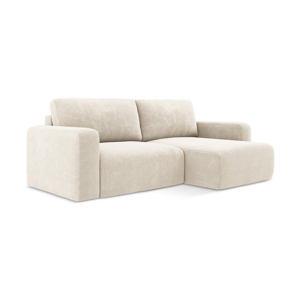 Krēmkrāsas salokāms stūra dīvāns no šenila auduma ar uzglabāšanas vietu (ar labo stūri/ar zvilni) Kona – Makamii-image-2