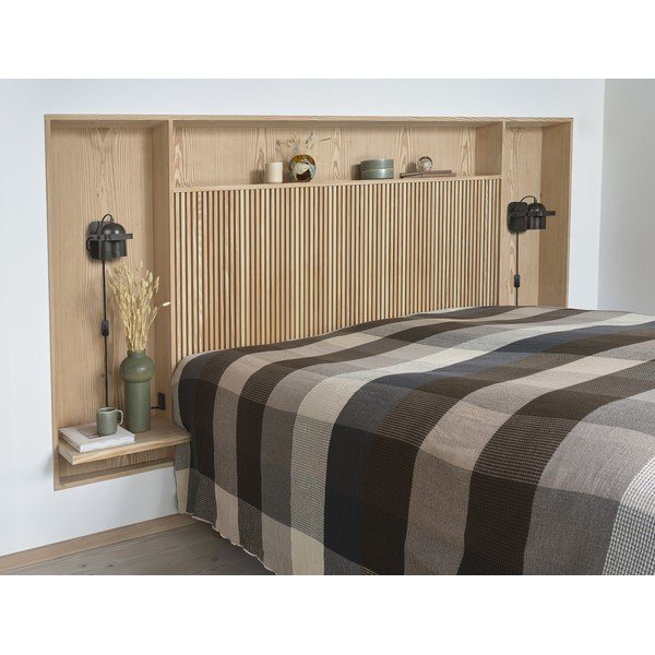 Melna metāla sienas lampa ar saliekamu konstrukciju ar vadu Nesvik – Villa Collection-image-1