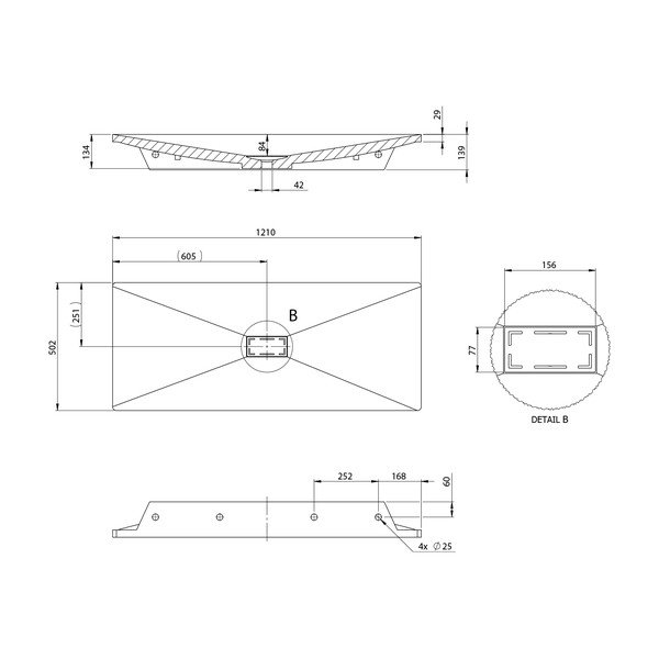 Balta izlietne no minerālu kompozītmateriāla 121x50 cm Tonga – Sapho-image-3