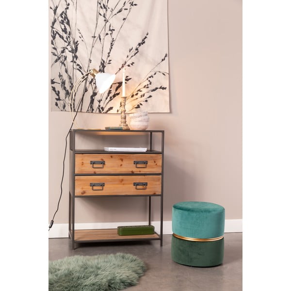 Zaļš/tirkīzzils samta pufs Bubbly – White Label-image-1