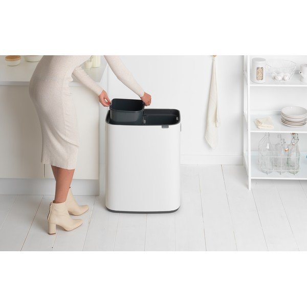 Balta ar pieskārienu atverama atkritumu šķirošanas tērauda tvertne 60 l Bo Touch Bin – Brabantia-image-1