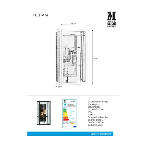 Melna sienas lampa Markslöjd Fulham-image-2