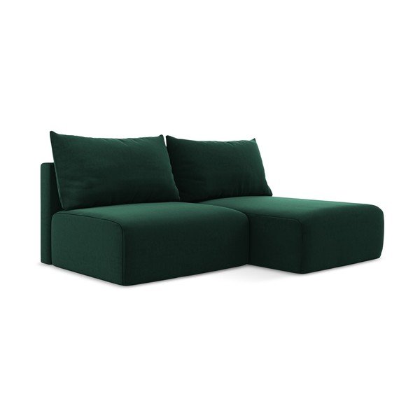 Tumši zaļš samta salokāms stūra dīvāns ar uzglabāšanas vietu (ar labo stūri/ar zvilni) Kalena – Makamii-image-2