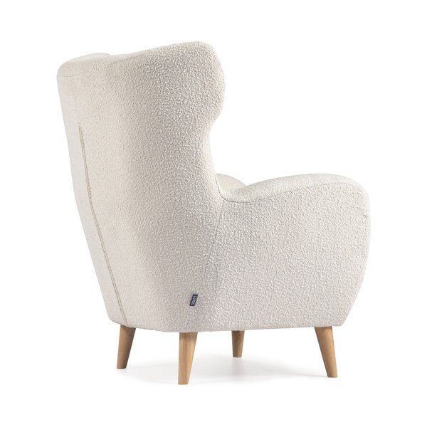 Balts atpūtas krēsls no buklē auduma Patio – Kave Home-image-4