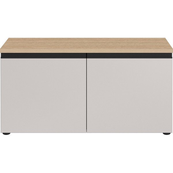 Pelēkbēšs/gaiša dabīga toņa apavu plaukts ar soliņu 96x49x41 cm Cormano – Germania-image-4