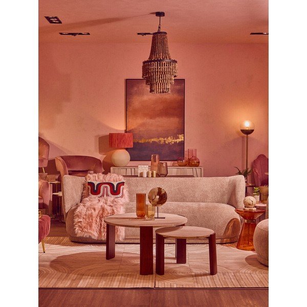 Brūns/gaiša dabīga toņa apaļš žurnālgaldiņš ar marmora virsmu ø 60 cm Palermo – Premier Housewares-image-2
