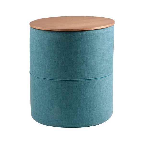 Turkīza krāsas žurnālu galdiņš ar ozolkoka virsmu, sømcasa Leo, ø 45 cm